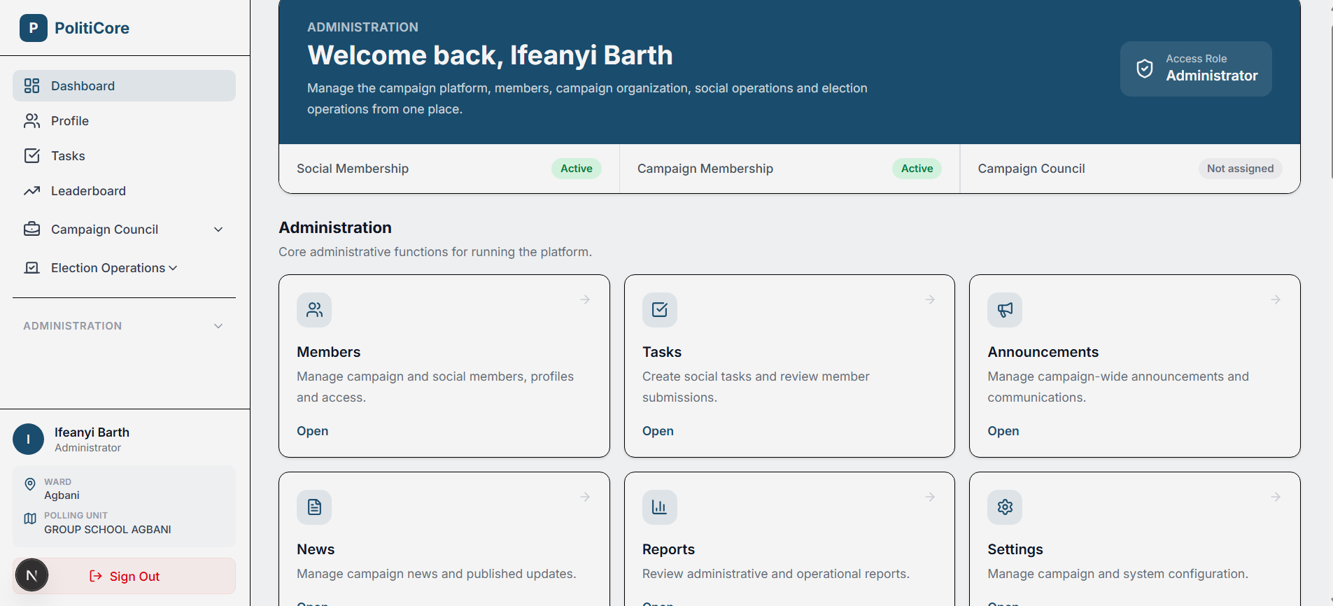 PolitiCore political campaign management platform
